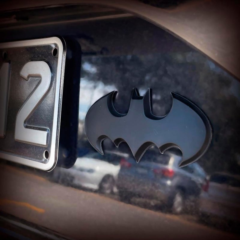Fan Emblems Batman Car Emblem - 1989 Batwing Batarang Symbol 3D Auto Badge - Color: Matte Black - Size: 3.8 x 1.8 x 0.2 inches - Officially Licensed DC Car Accessories - Image 3